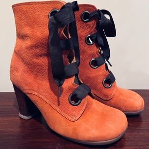 John Fluevog Sopranos Robyn Leather Boot with Ribbon Laces